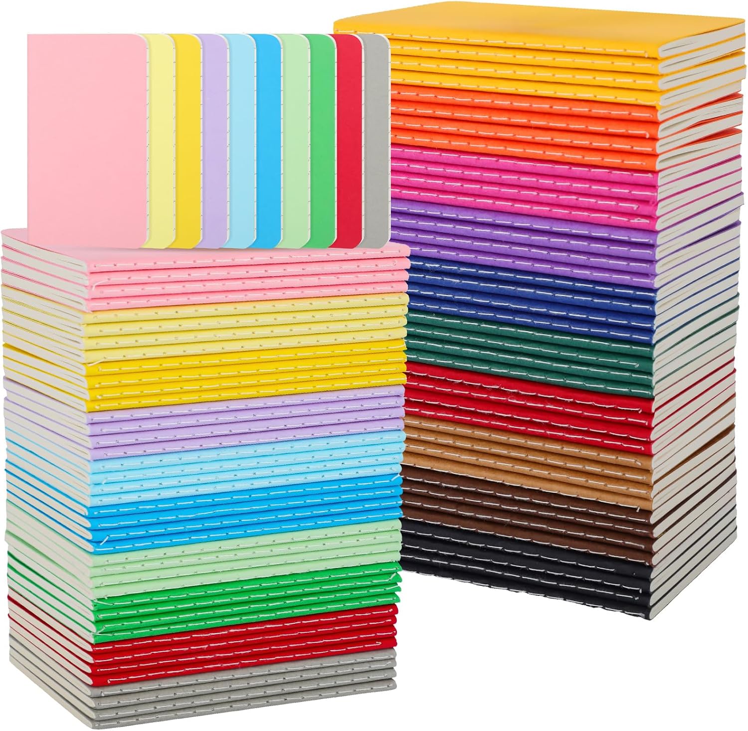 Harloon 100 Pack Mini Notebook Bulk 4 x 2.5 Inches Small Pocket Notepad Blank Lined Wallet Memos Journal Employee Appreciation Gifts for Coworker Staff Team Teacher Office School, 60 Pages(Multicolor)