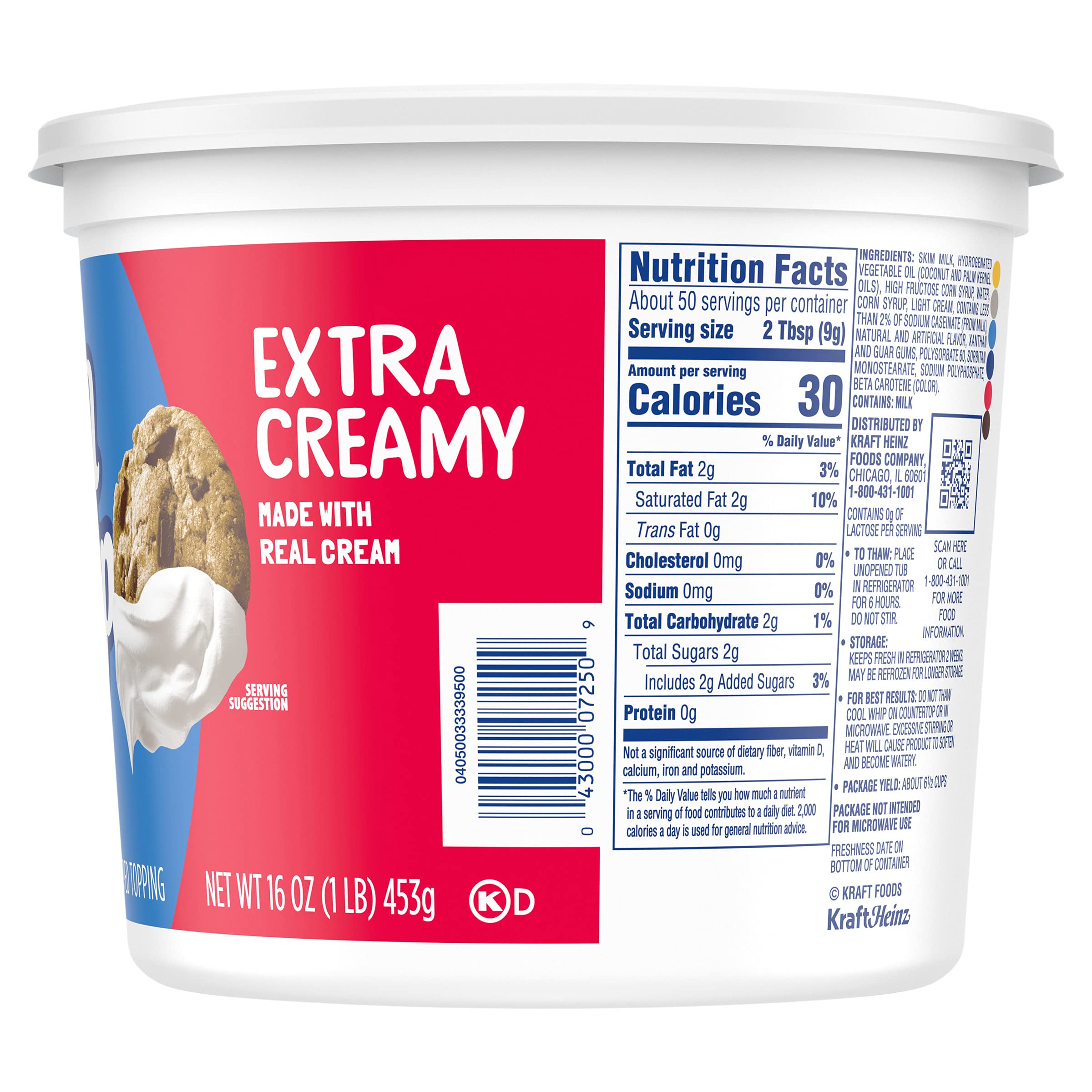 Amazon.com: Cool Whip Extra Creamy Whipped Topping (16 oz Tub ...