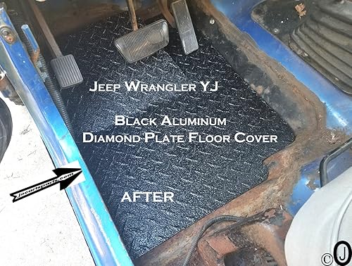 Miniatura 4 de Se adapta a Jeeep Wrangler YJ - Cubierta de piso delantera con placa de diamante de aluminio negro