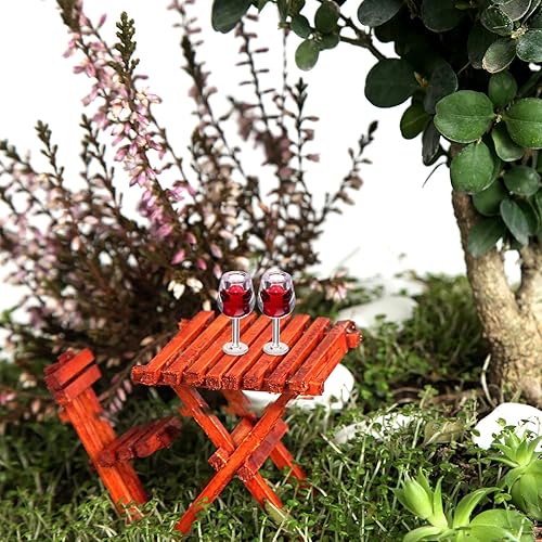 Miniatura 9 de NUOBESTY Botella de vino en miniatura y copas de vino tinto, copas de copa de copa de decoración de casa de muñecas, botellas de bebida en