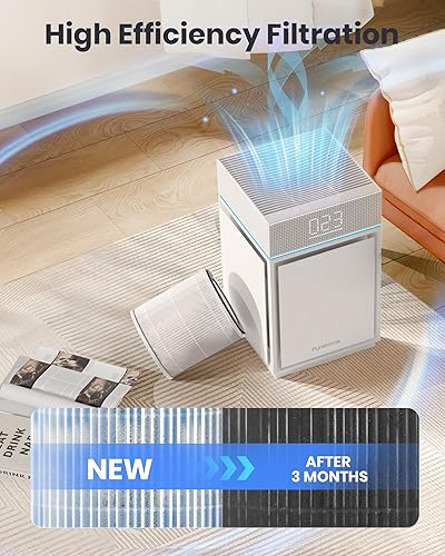 Miniatura 7 de PB6866 Filtro de repuesto para purificador de aire HEPA con filtro de carbón activado de 3 etapas, por versión, 1 paquete