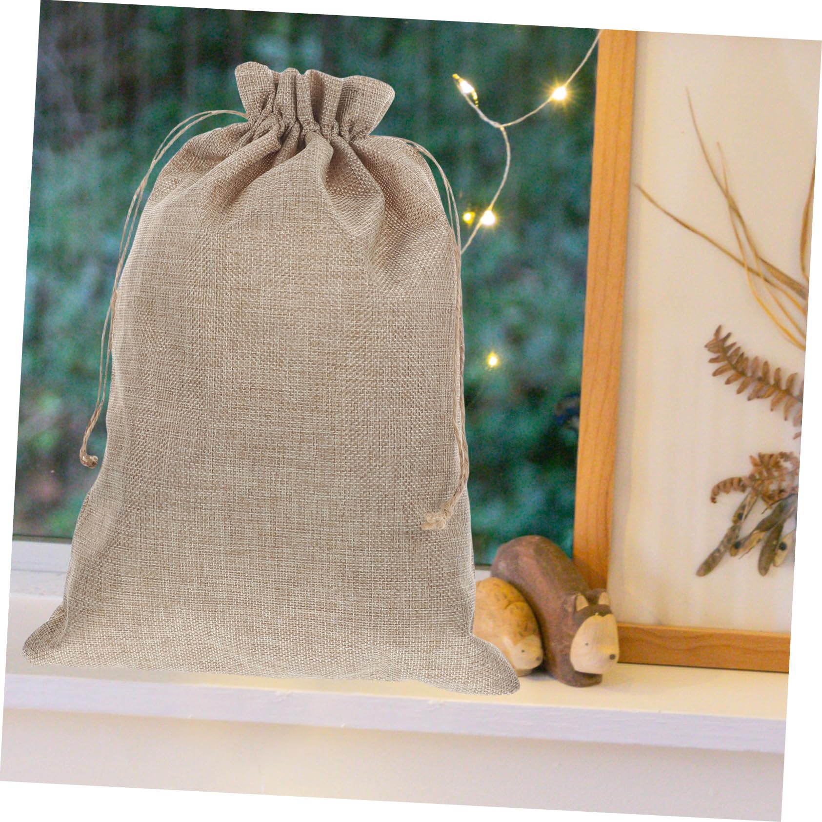 WRITWAA 10pz Sacco Regalo in Iuta Cordino, 10x14 Pollici, Borse Regalo in Iuta e Cotone per Candele, Feste Tematiche, Compleanni, Matrimoni, Natale