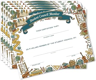 Student Council Certificates (Pack of 6) | Student Council Awards, 8.5 x 11 Recognition Certificates for Leadership, Campaign Items & End-of-Year Awards (Playful)