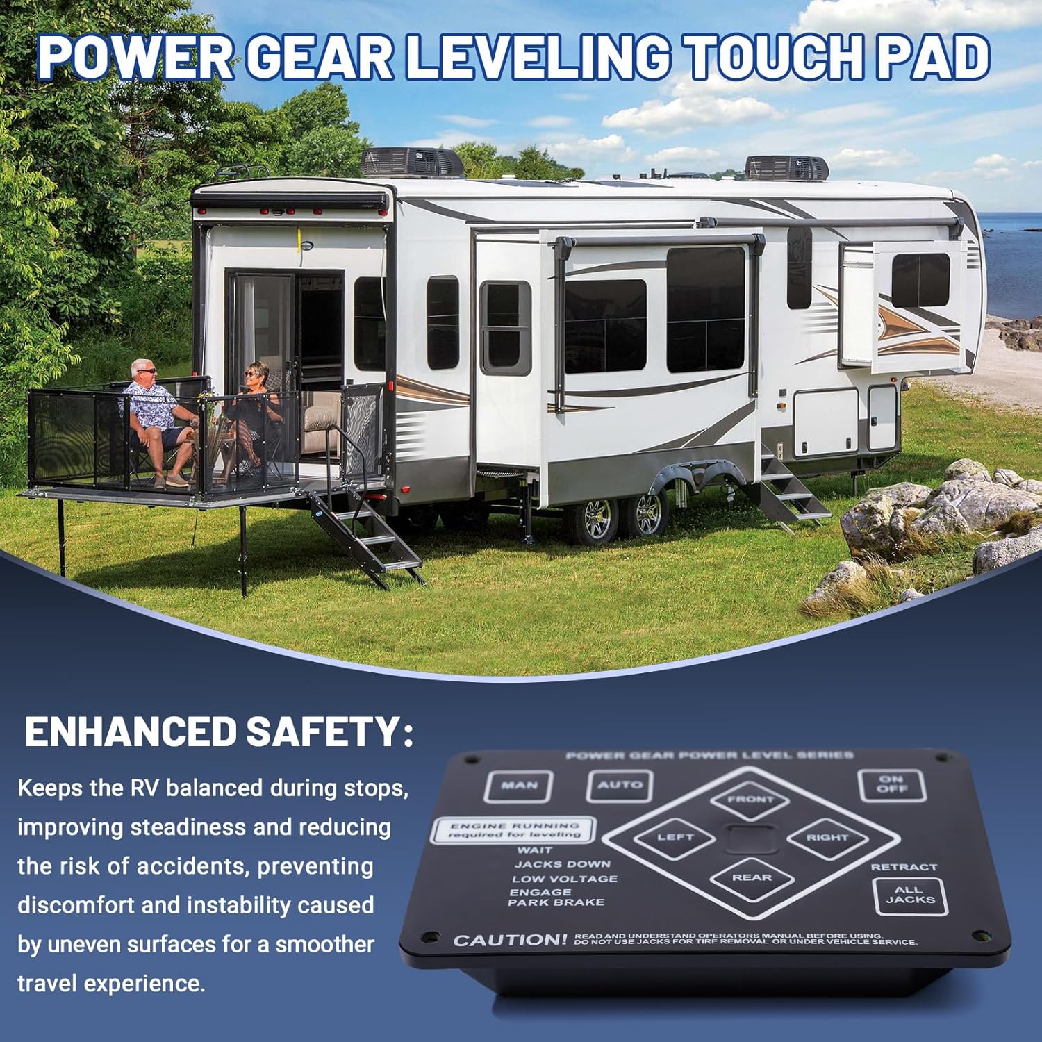 368991 RV Leveling Touch Control Panel with Harness Adapter Compatible with Lippert Power Gear RV Auto Levelling System 500629S 359080