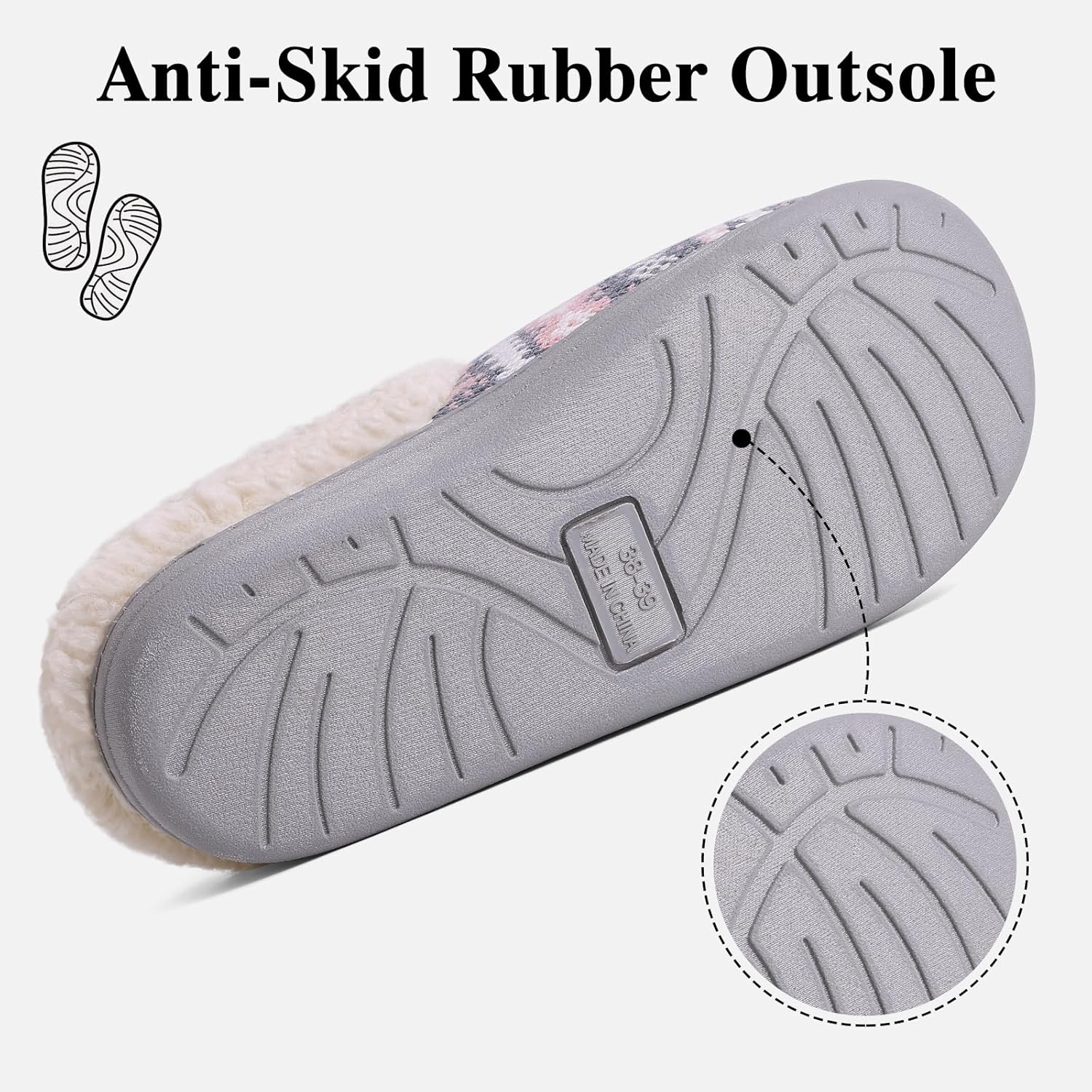 Evshine Warm Knit House Slippers for Women Comfy Wool-Like Lined Chenille Slippers with Memory Foam and Indoor Outdoor Soles - Image 5