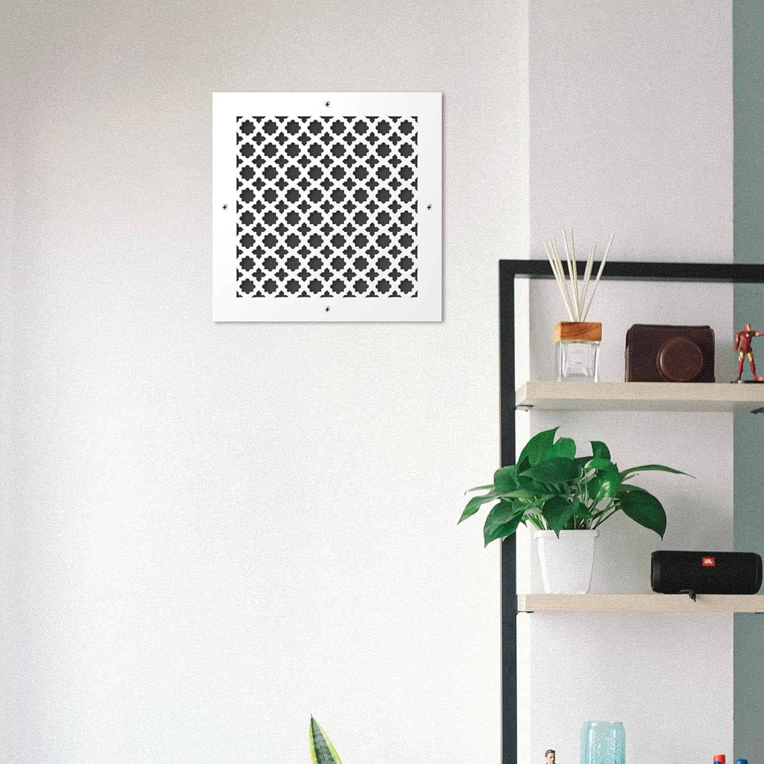 SABA Home Decor Air Vent Cover Grille - Acrylic Plexiglass 14 x 14 Duct Opening, 16 x 16 Overall White Finish Decorative Covers for Walls & Ceilings NOT for Floor USE, Venetian