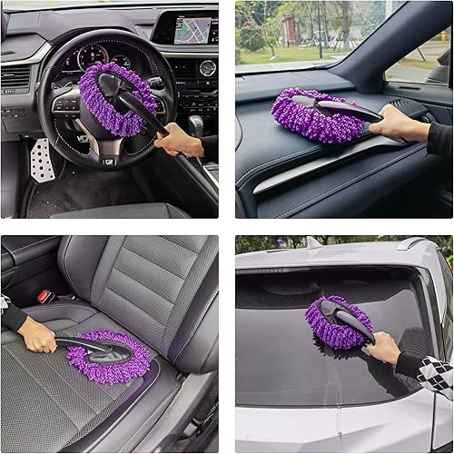 Miniatura 5 de Amiss Paquete de 2 mini cepillos de microfibra para salpicadero de automóvil, cepillo multifuncional de limpieza de automóvil, accesorios exteriores