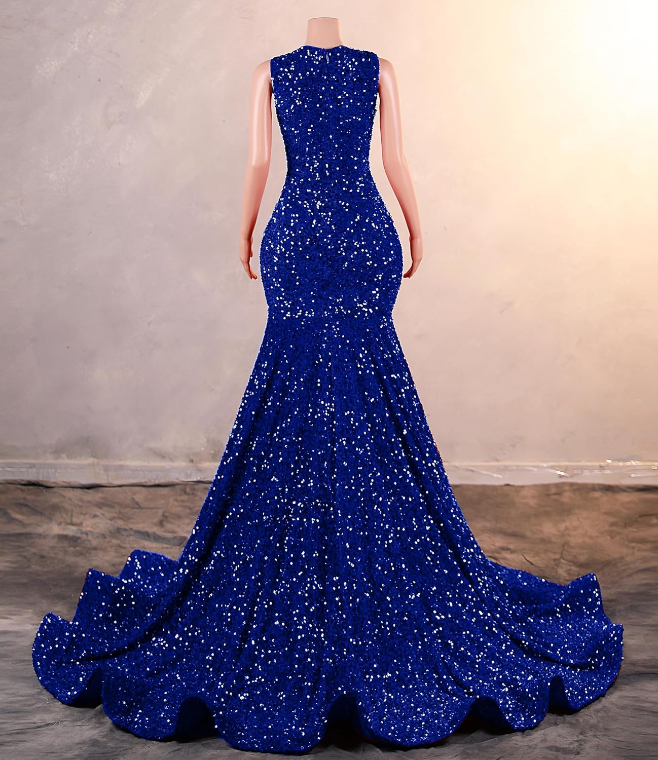 Sparkly Rhinestone Sequin Prom Dresses Beaded Applique Hollow Mermaid Pageant Gala Evening Party Gown - Image 2