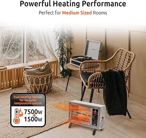 Miniatura 3 de EZ-Heat Calentador de espacio de elemento de alambre radiante eléctrico portátil para interiores con temperatura ajustable para el hogar, garaje o