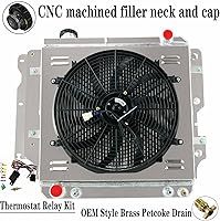 Vista 2 de ALLOYWORKS Radiador de aluminio de 3 filas+ventilador de cubierta+termostato para Jeep Wrangler YJ TJ 2.4-4.2 L4 L6 1987-2006