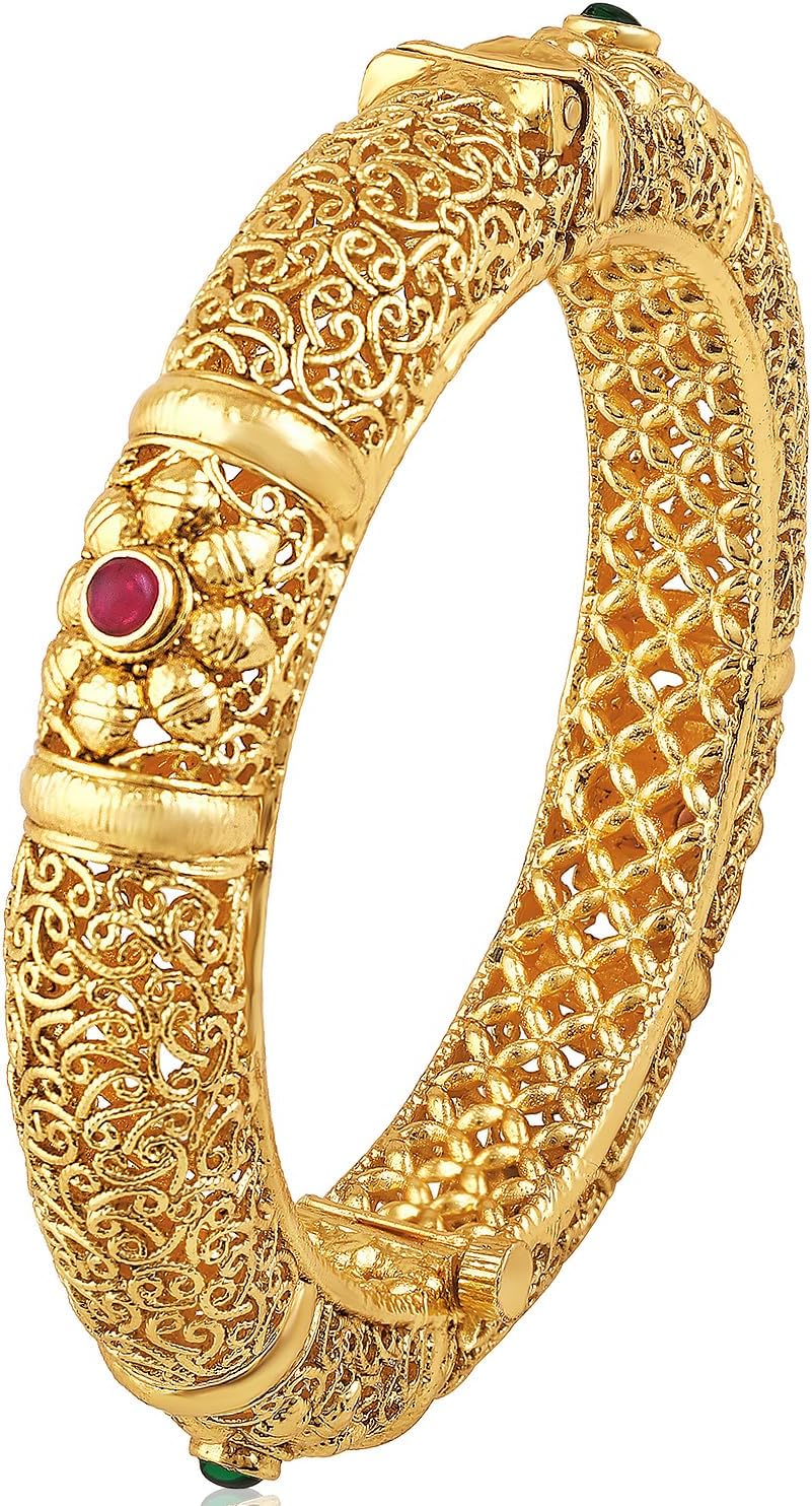 Aheli Beautiful Floral Crafted Bangle Kada Indian Ethnic Wedding Party Wear Traditional Jewelry Gift for Women