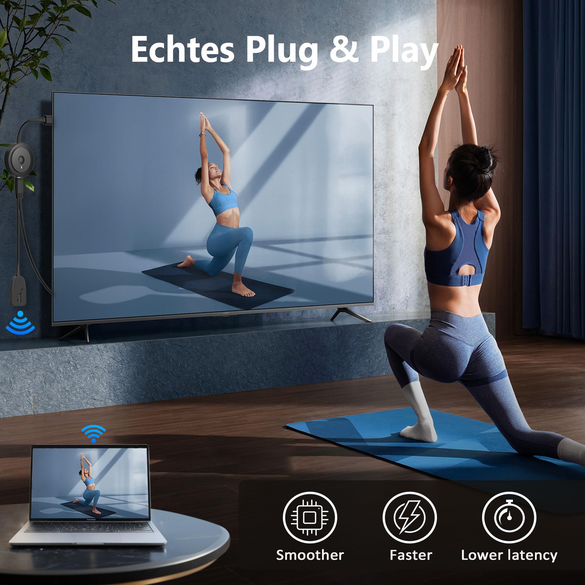 Adattatore HDMI Wireless,SOCLLLife Dongle HDMI Wireless,HD Miracast Dongle Adattatore, Stream Schermo & Video, Supporta Miracast/DLNA/Airplay per i*OS/Android/Windows/Mac i*OS/Monitor/Proiettore