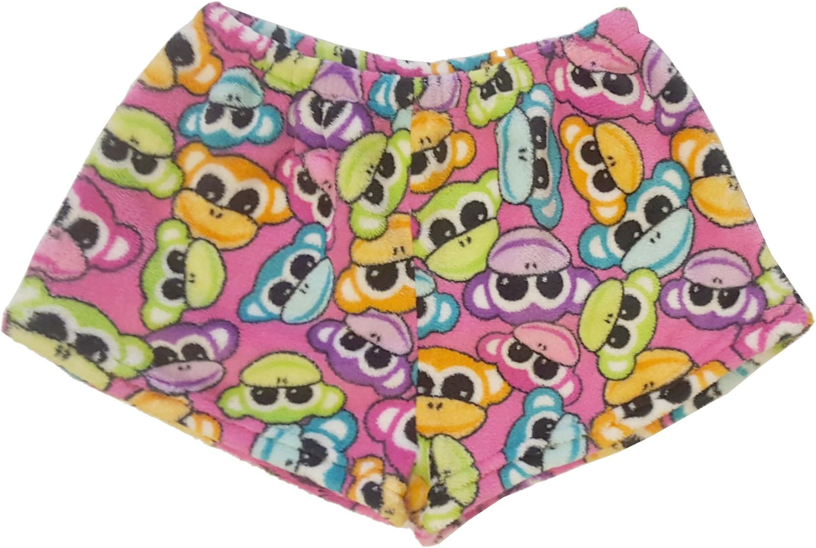Fuzzy Plush Pajama Shorts - Monkey Faces - 7/8