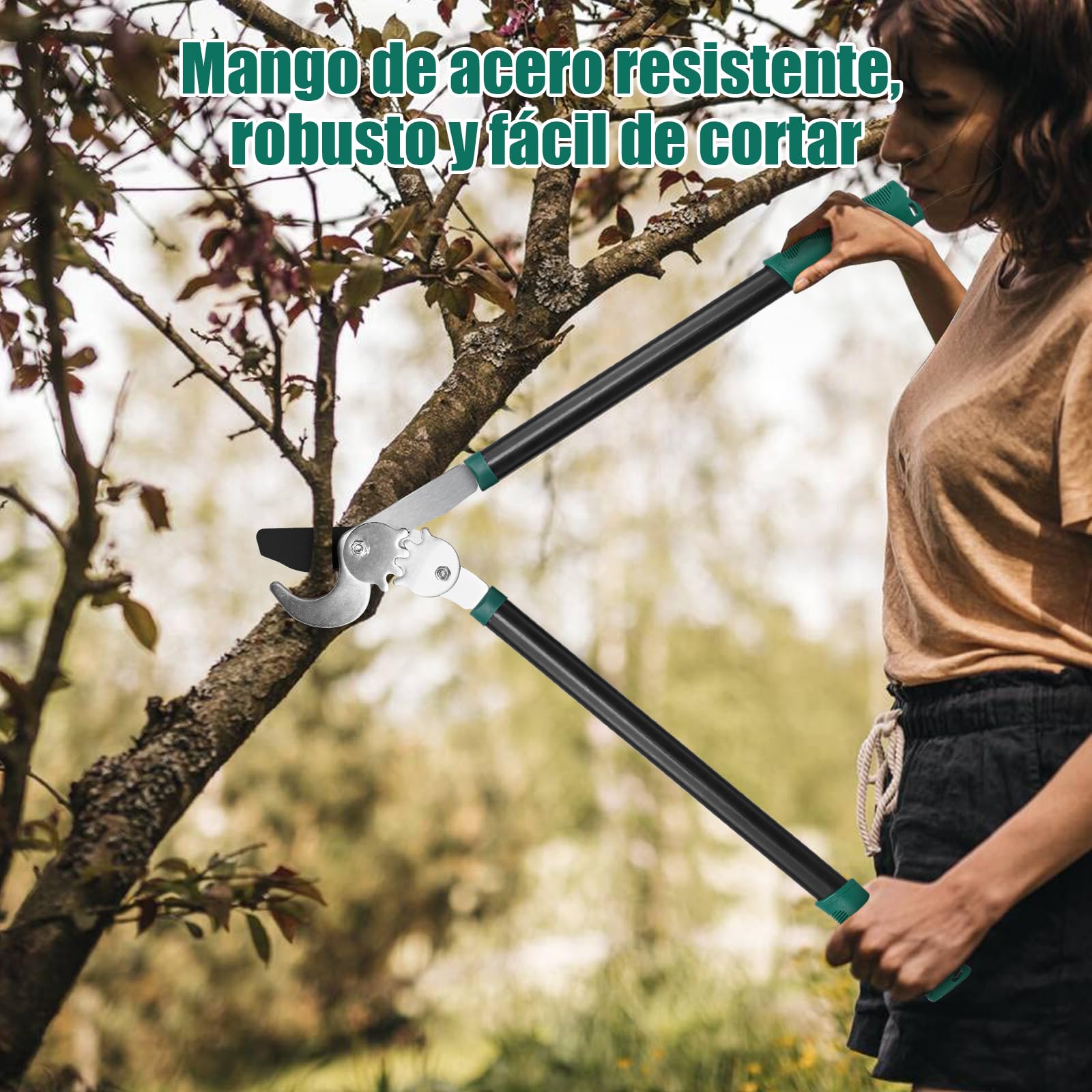 HYCHIKA Tijeras Podar 74CM, Tijeras de Podar de Mano, Podadora Cuts Ø50 mm max., Tijera de Ahorro de Trabajo con Cuchillas Afiladas, para Podar Ramas Secas y Húmedas