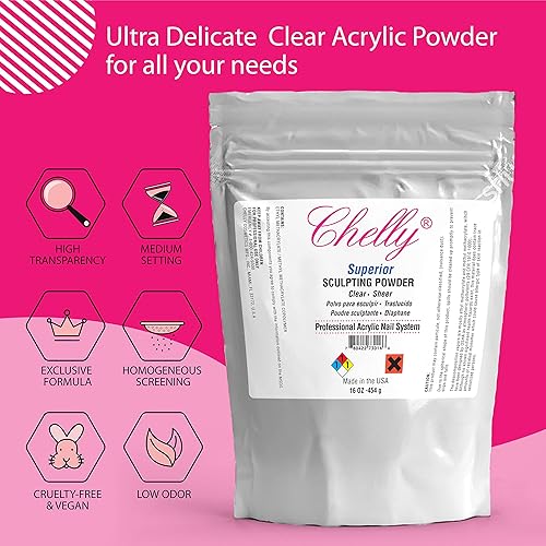 Miniatura 2 de YSSER Chelly Superior - Polvo para esculpir transparente, color rosa medio, 16 onzas