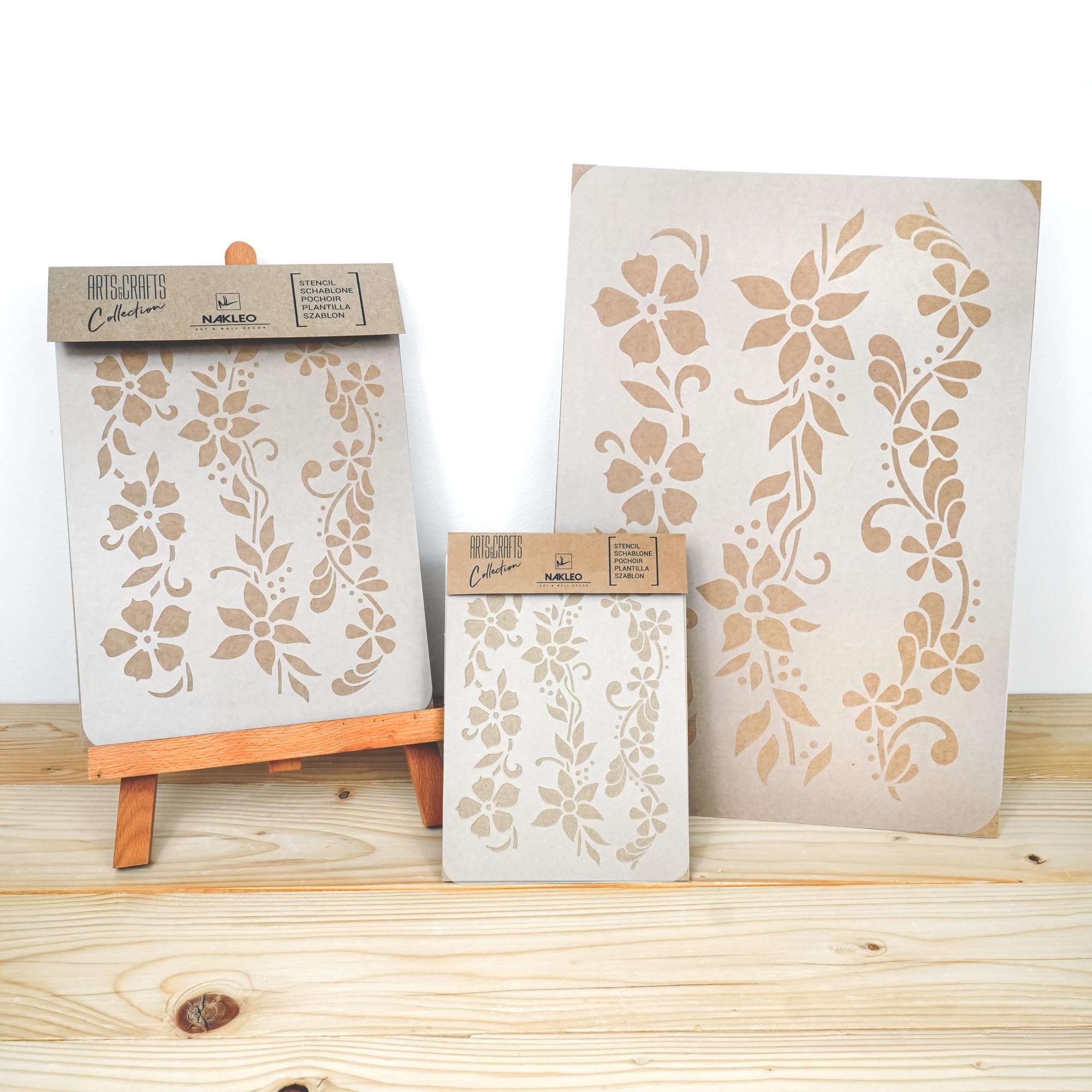 NAKLEO Leaves Border Stencil - Reusable A4 Plastic Template For Wall Art & Crafts