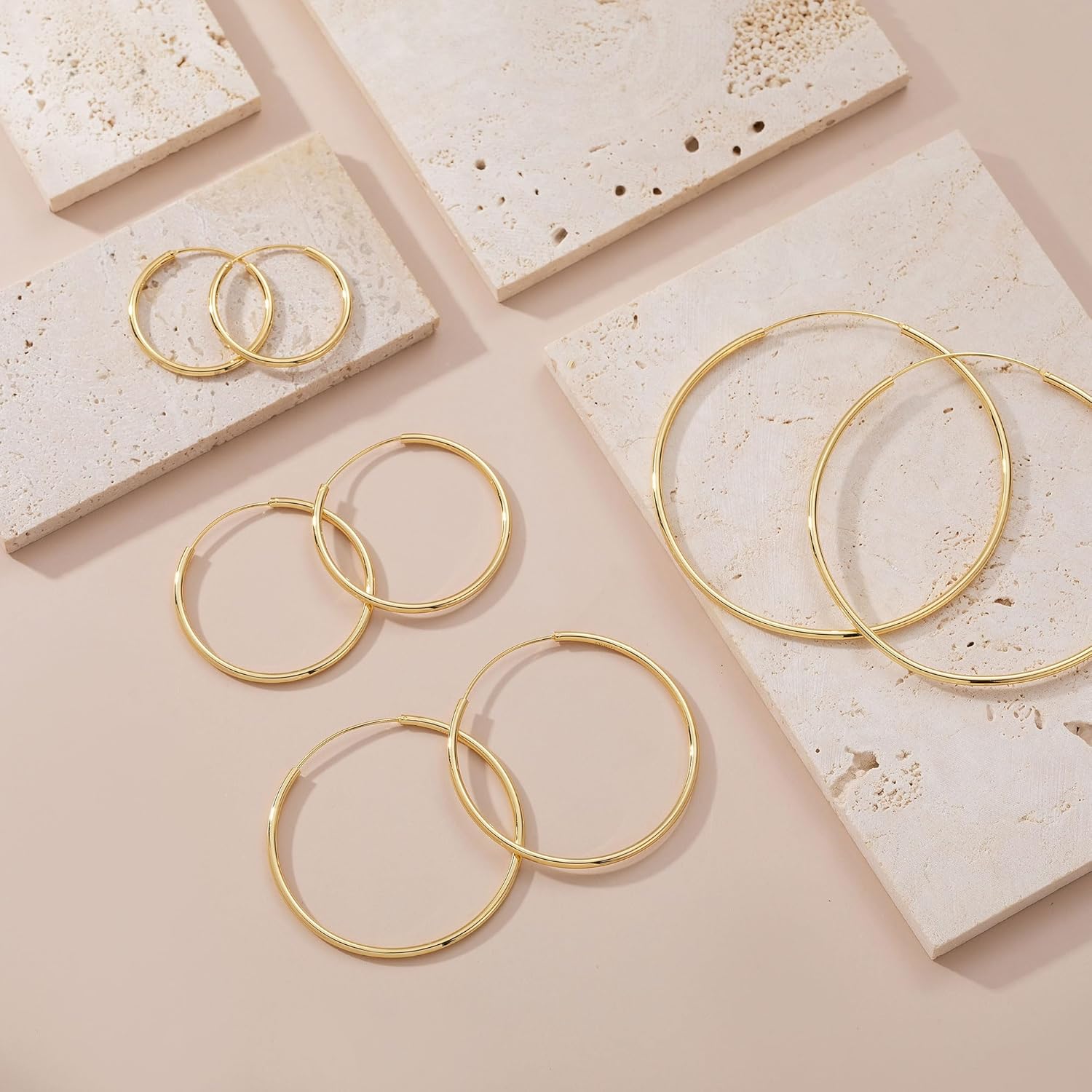 OOOPEL 925 Sterling Silver Earrings Thin Endless Hoop Earring Lightweight Hypoallergenic Big Hoops Earring for Women Large Silver Hoop Earrings 30/40/50/60/70mm - Image 9