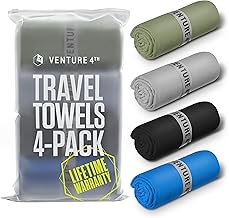 VENTURE 4TH - 4pcs Quick Dry Towels. Microfiber Travel Towels Ideal for Camping, Hiking, Backpacking, Gym. Lightweight & Fast Drying Travel Towels for Body. Compact & Easy to Pack - 4 Pack Large