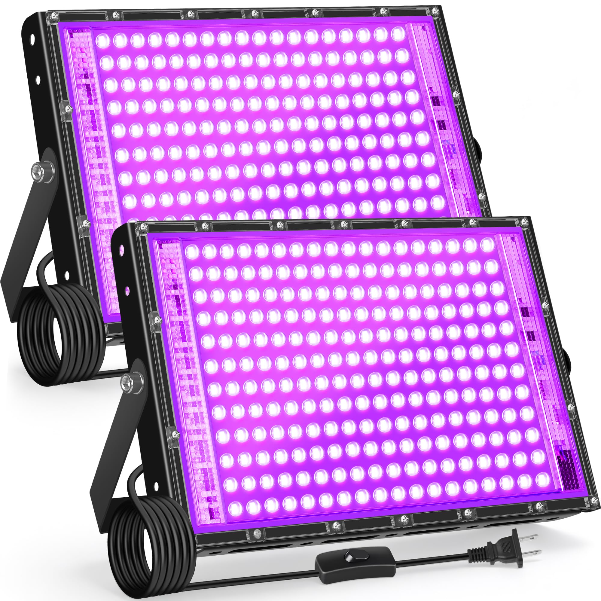 2 Pack 200W LED Black Light for Glow Party, Waterproof Blacklight Halloween