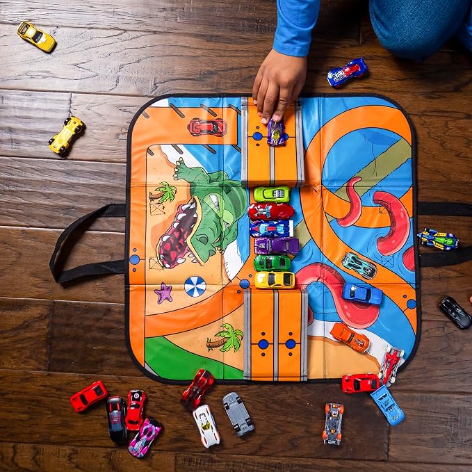 Hot Wheels Tara Toy: ZipBin Ramp It Up - Unzip to Convert Into A 21"x21" Racetrack Playmat & Car Ramp, Storage & Play, Toy Car Box, Kids Ages 3+ miniatura 2
