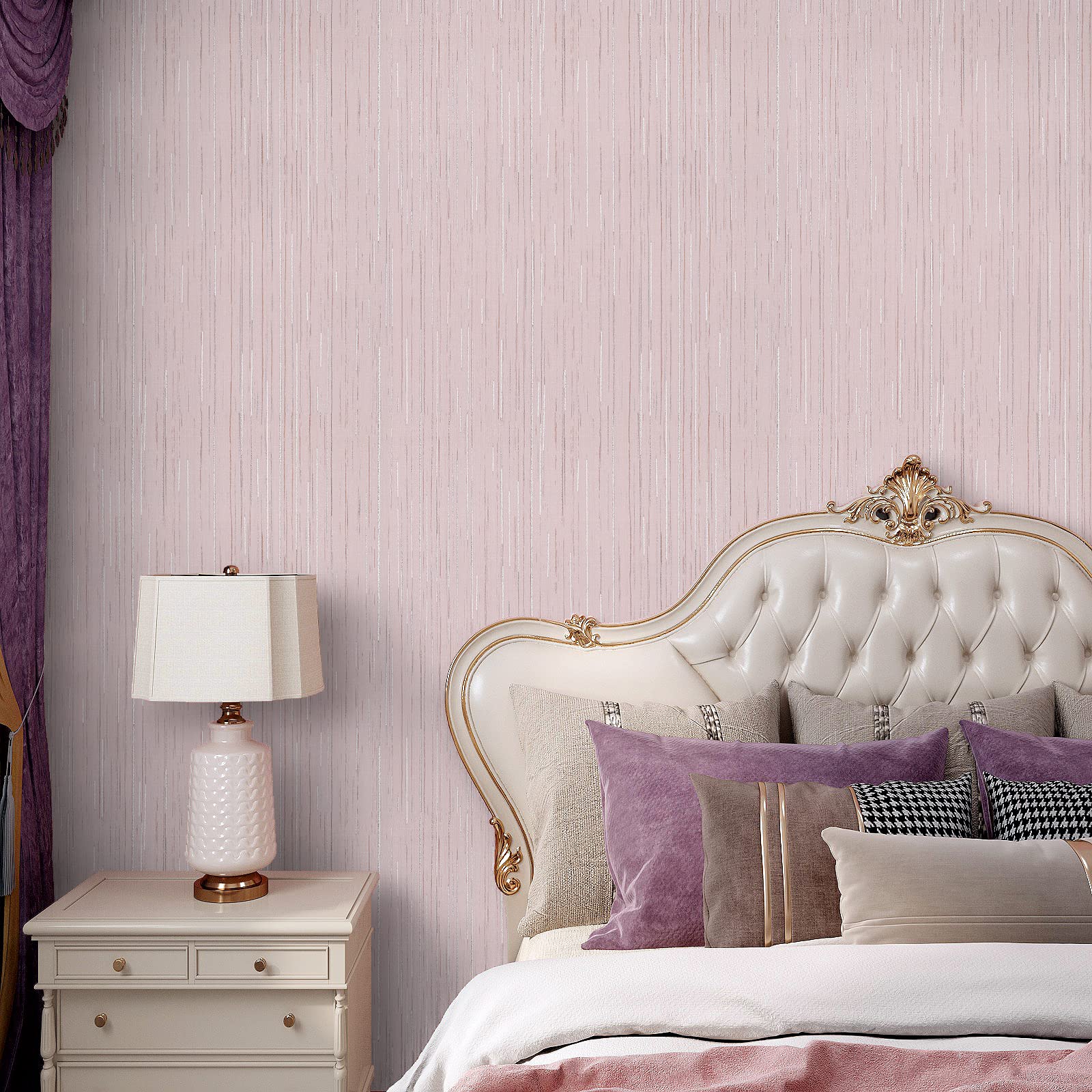 VaryPaper Peel and Stick Pink Faux Grasscloth Wallpaper 40cmx200cm Textured Fabric Contact Paper Lining Paper for Wall Sticky Back Plastic Pink Wallpaper for Living Room Bedroom Furniture Wrap - Image 3