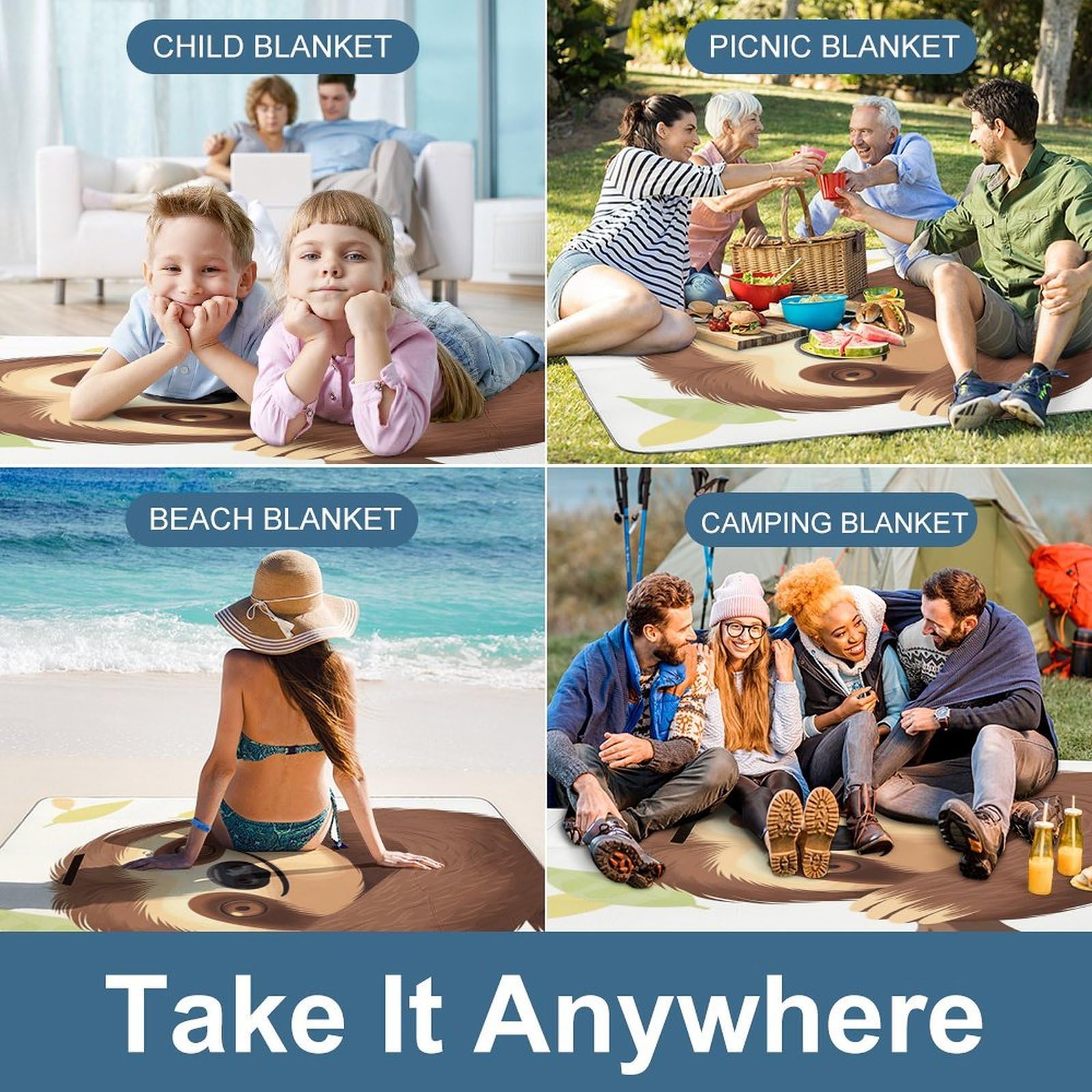 Tappetino pieghevole per esterni, coperta da spiaggia con superficie impermeabile, facile da pulire, coperta da viaggio, per campeggio primaverile ed estivo