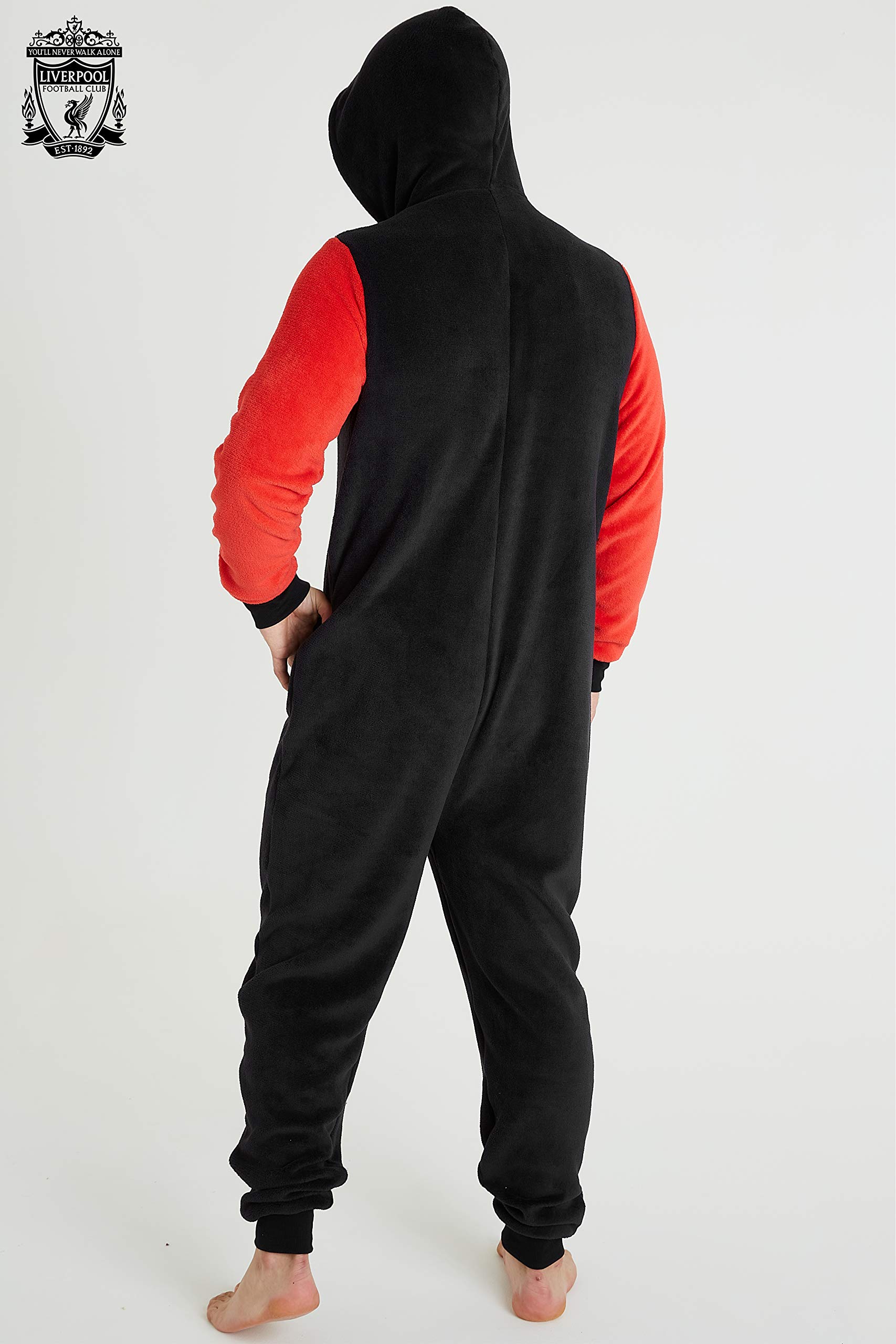 Liverpool F.C. Combinaison Pyjama Homme - Grenouillère Adulte en Polaire Douce avec Capuche Taille S, M, L, XL, 2XL et 3XL - Liverpool Football Club Officiel