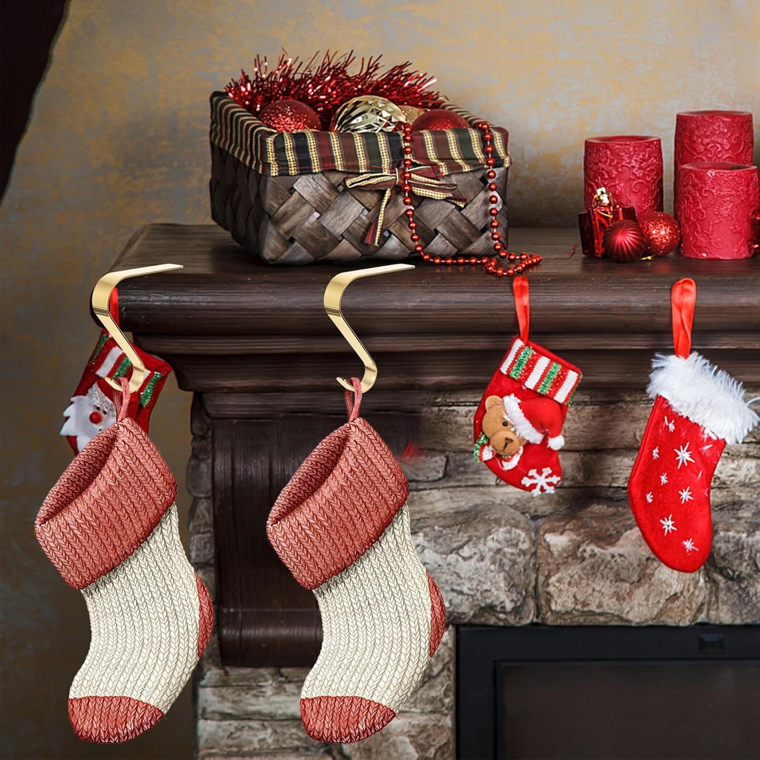 SEWACC Xmas Stocking Hooks 2pcs Golden Iron Reusable Punch Free image 5