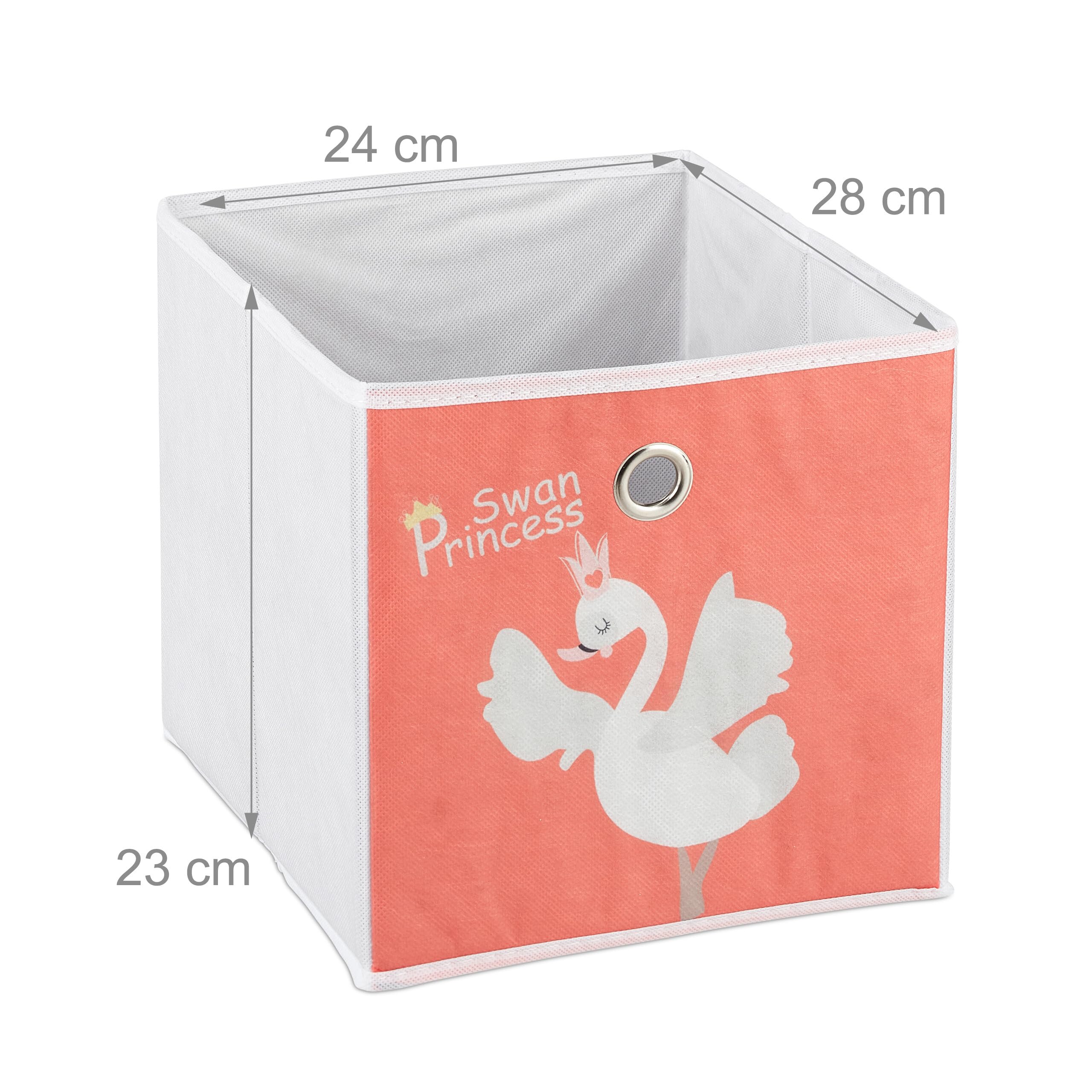 Relaxdays Scaffale per Giocattoli con 3 Scatole, Bambini Bambine Design Swan Princess HBT 89x27,5x30 cm, Bianco/Rosso