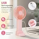 Swentra Mini Portable Fan, Rechargeable Hand Fan with 3 Adjustable Speeds, 1200mAh Battery, Lightweight Design, Low Noise Operation, Suitable for both Indoor and Outdoor Use. gallery image