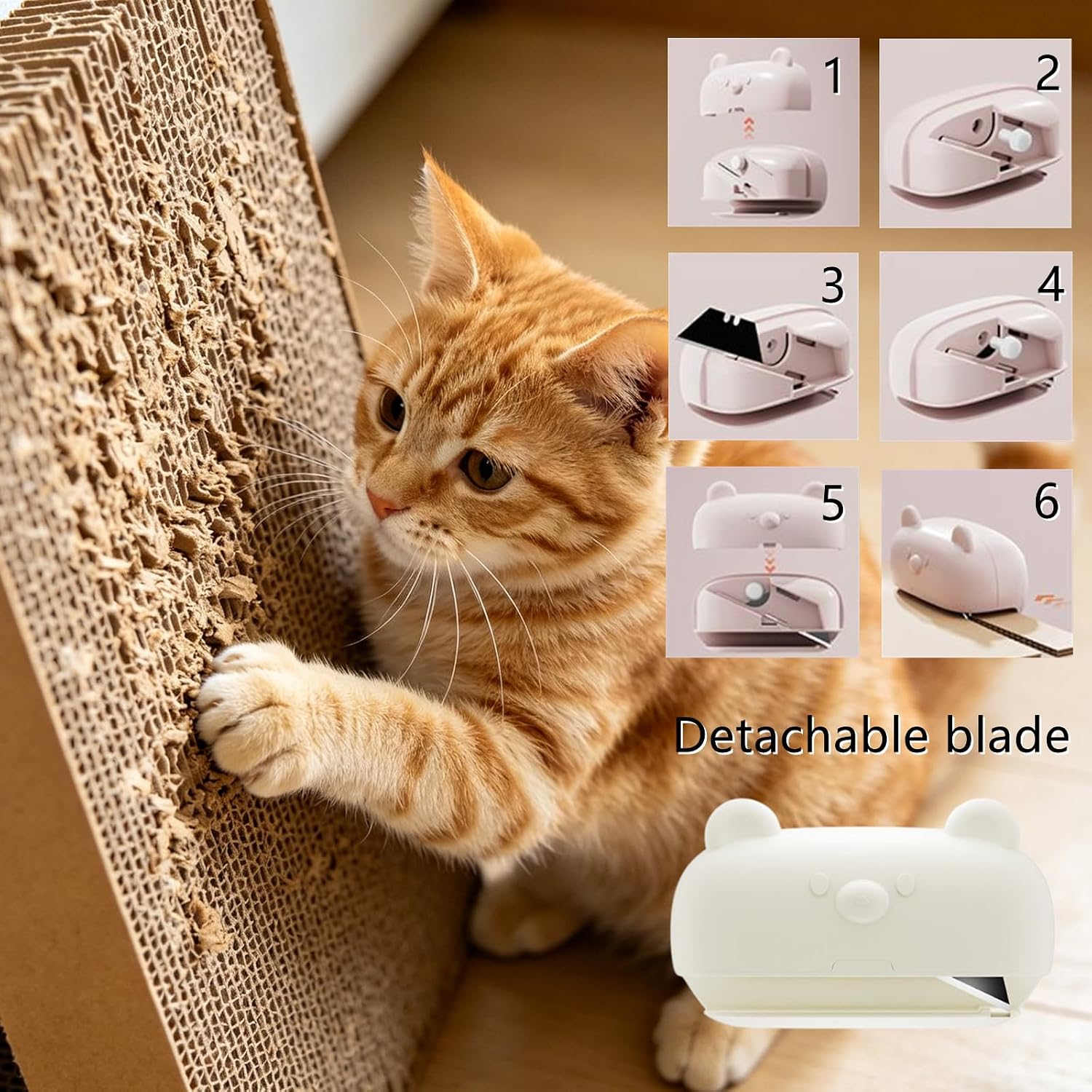 2 Pcs Cardboard Strip Cutter Professional Cat Cardboard Cutter with Cartoon Design for Pet Lovers DIY Cutting Tools(Pink, White)