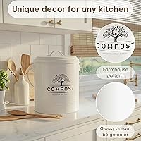 Vista 4 de Perfnique Contenedor de compost de cocina, contenedor de compostaje para encimera de 1.3 galones con tapa, cubo de compost interior incluye forro