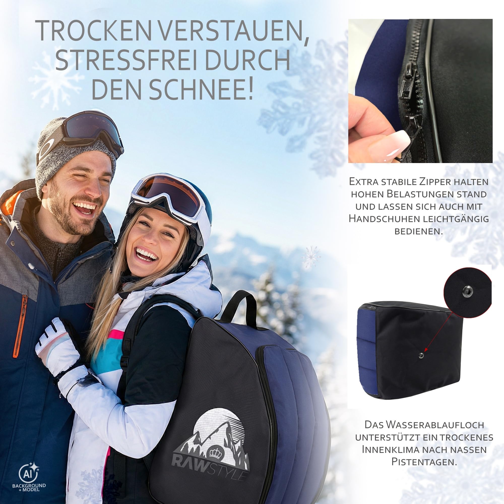 Rawstyle Sac à chaussures de ski - Sac à dos pour chaussures de ski - Sac à dos pour casque - Bottes souples et rigides - Modèle 2