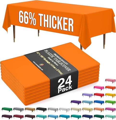 Miniatura 69 de Party Solids Mantel rectangular de plástico de alta calidad, 66% más grueso, 0.5 mil, paquete de 12 manteles color azul claro de 54 x 108 pulgadas,