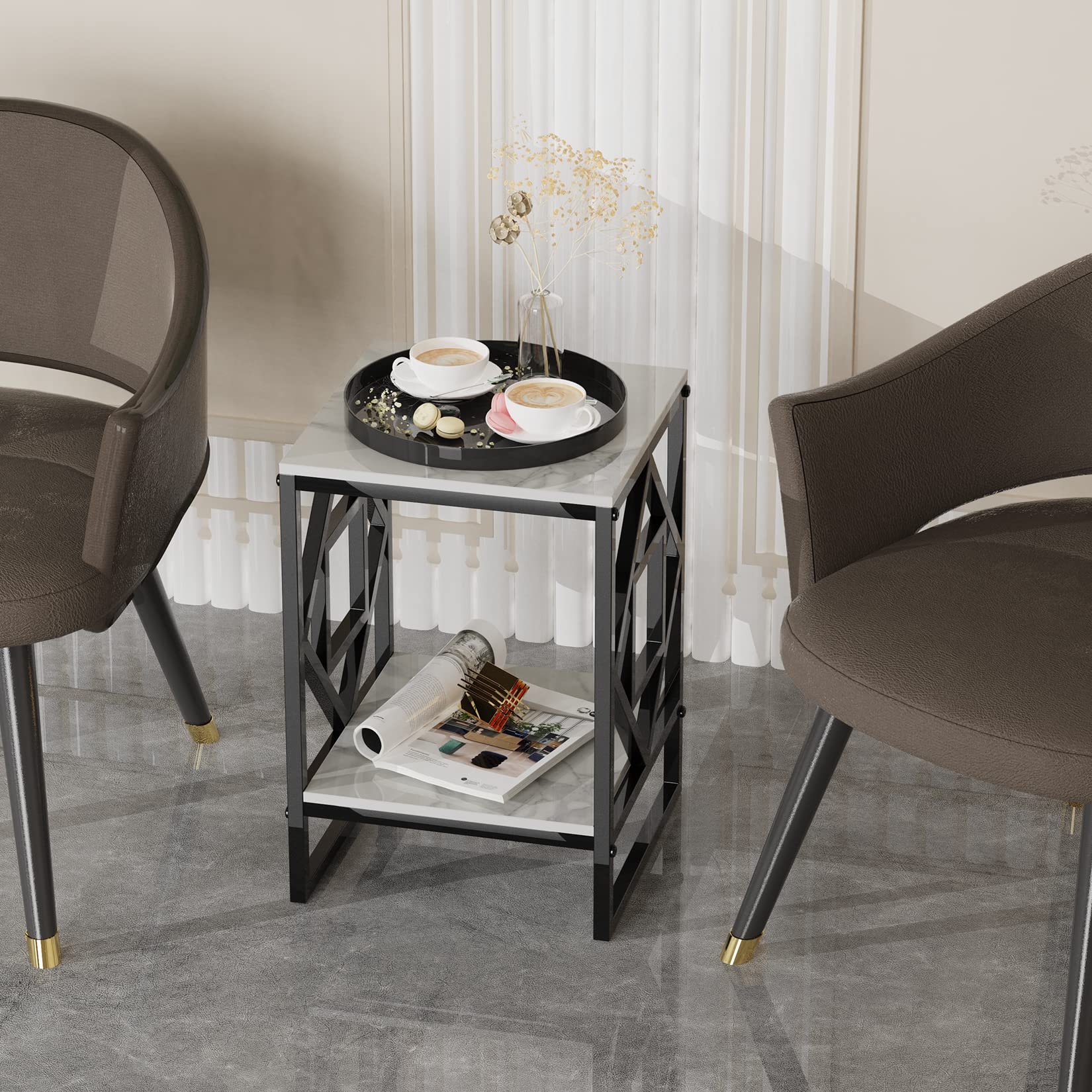 【N2 interior】stainless side table Amazon.com: Home Square Dahlia 18