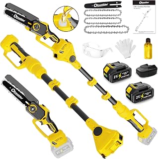 Cordless Pole Saw 8 Inch, 2-in-1 Electric Pole Saws Mini Chainsaw with 2x 3.0Ah Battery Pole Saws for Tree Trimming, Battery Powered Pole Chain Saw for Tree Branches Wood Cutting