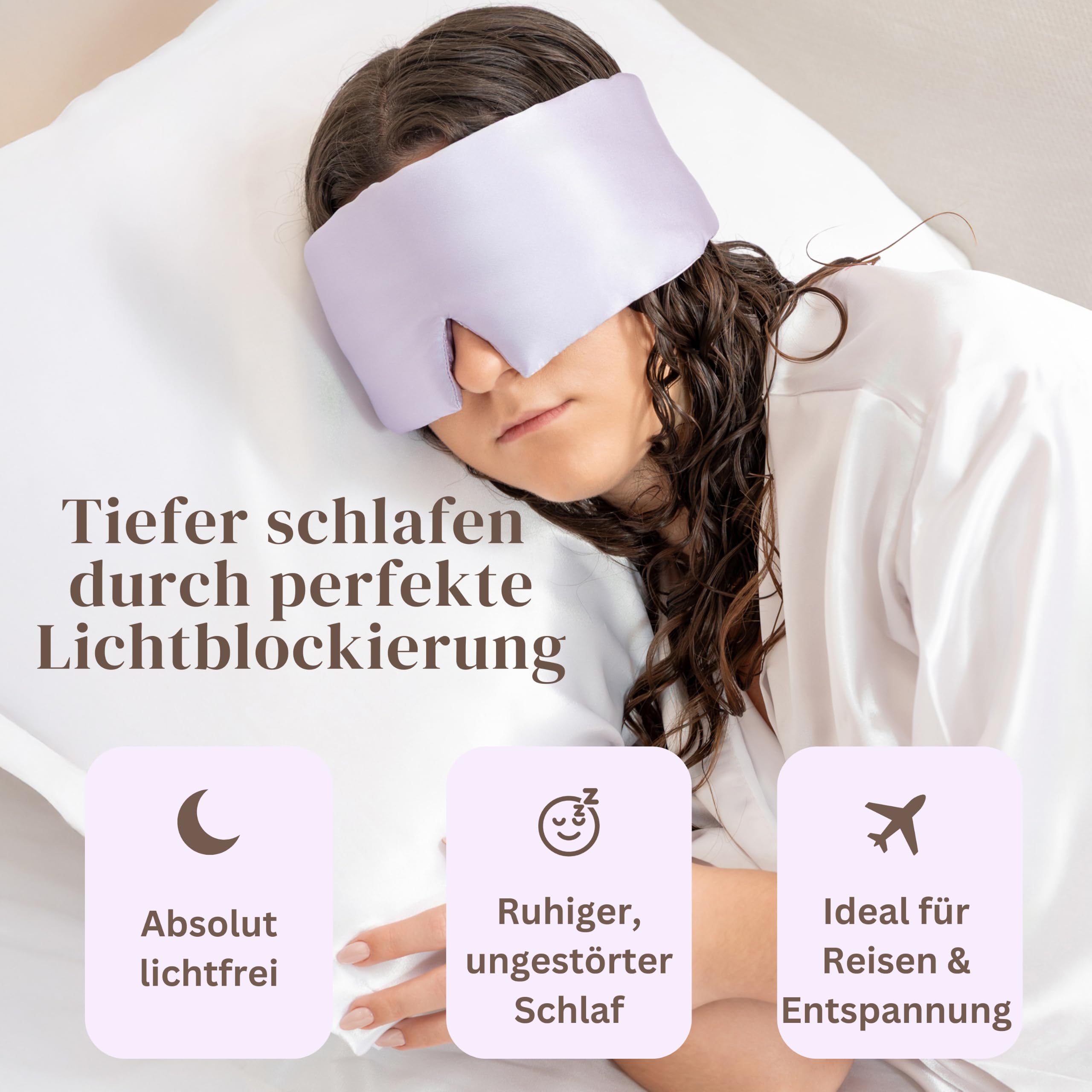 Seiden Schlafmaske aus 100% Maulbeerseide (22 Momme) – 3D Augenmaske rutschfest, druckfrei und verstellbar, inkl. Seidenbeutel, für Frauen und Männer, zum Schlafen und Reisen