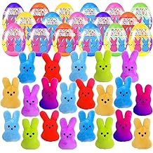 18 Pcs PreFilled Easter Eggs with Plush Bunny Toys Inside Perfect for Kids Girls Boys Easter Egg Fillers Hunt Easter Basket Stuffers Party Favors Gifts
