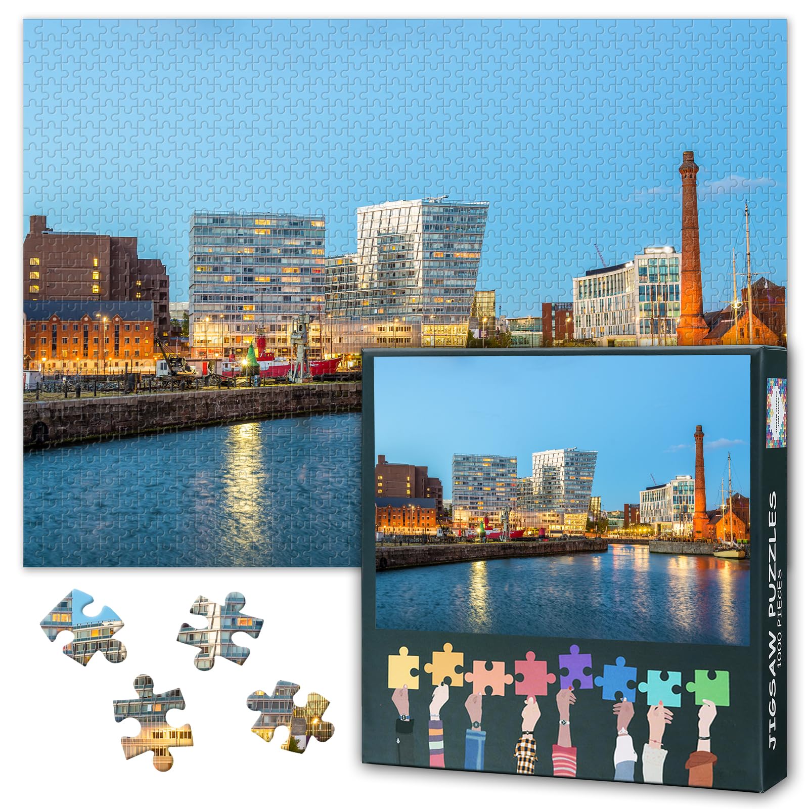 Puzzles for Adults 1000 Pieces, Liverpool Merseyside Jigsaw Puzzles, Liverpool Cityscape Adult Puzzle for Adults, Educational Fun Games or Toys for Elders Friends 20X27 INCH