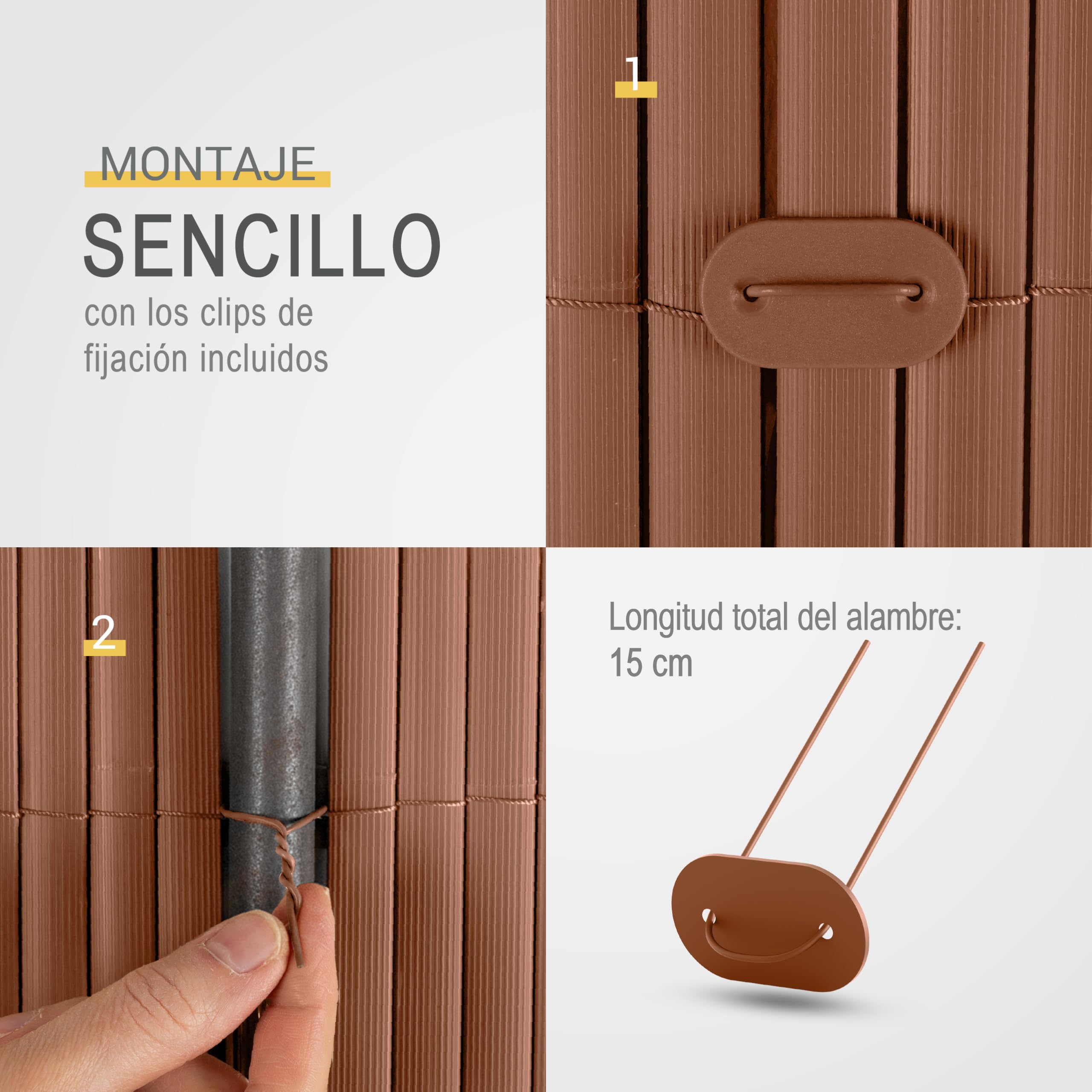 Sol Royal PVC Cañizo Jardin Ocultacion Exterior 140x300 cm Triple Refuerzo – Valla Privacidad con Clips y Perfil Remate – Pantalla para Balcón Resistente a Intemperie y Rayos UV – Marrón