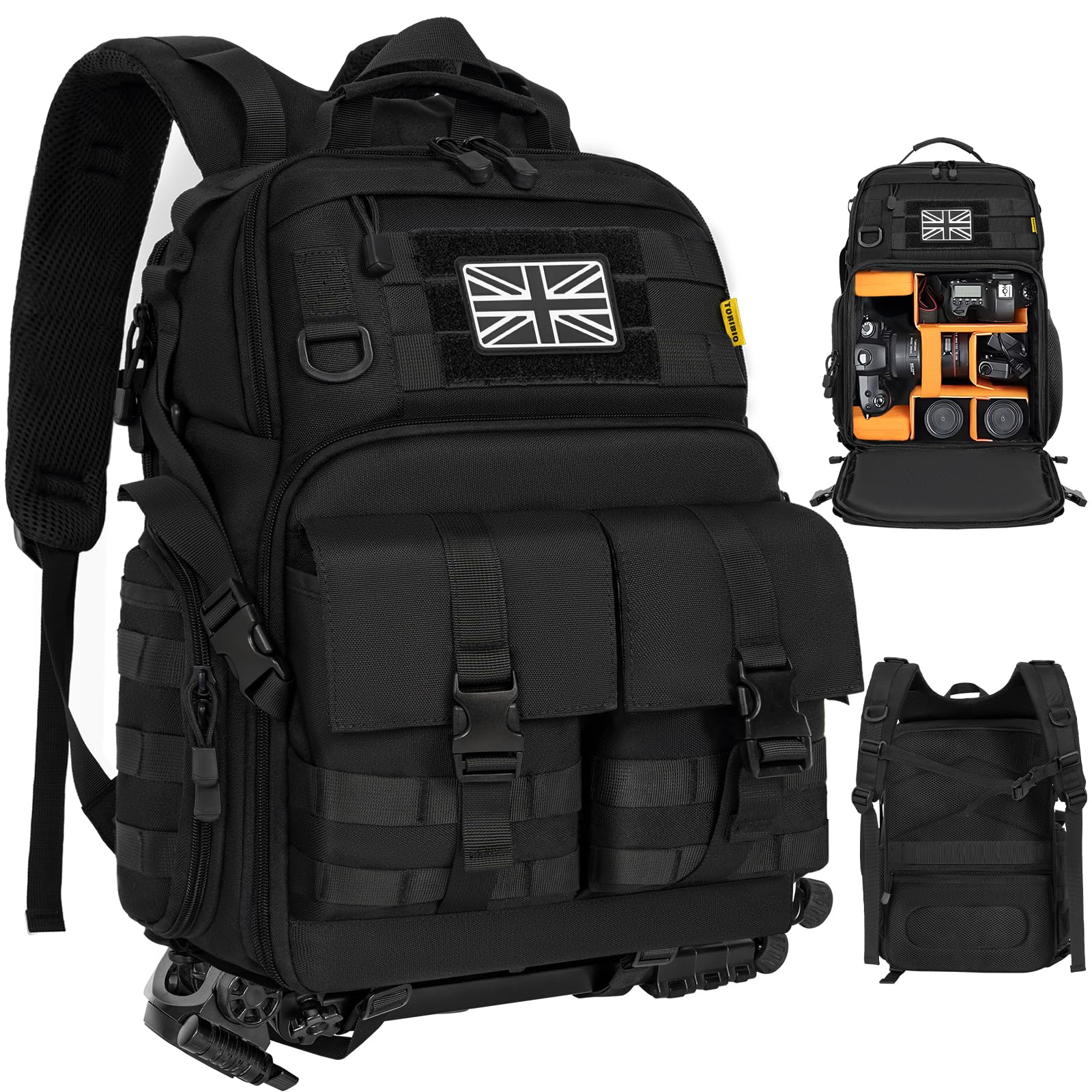 Mochila para cámara con compartimento para laptop de 15.6 pulgadas, bolsa impermeable para cámara, bolsa de fotografía DSLR/SLR duradera compatible con drones Canon, Nikon, DJI, inserto acolchado