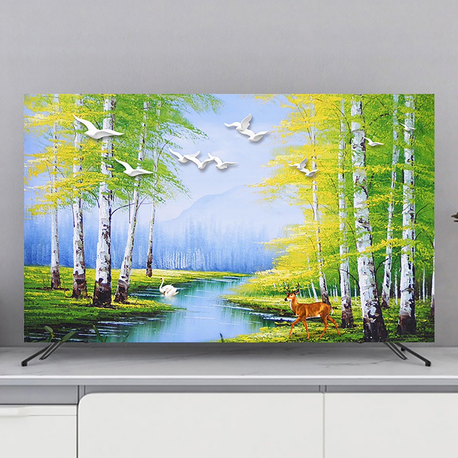 Osłona telewizora wewnętrznego, gładka miękka, pyłoszczelna poliestrowa osłona ochronna na ekran telewizora, kompatybilny z wyświetlaczem, do dekoracji biura domowego TV Osłona przeciwpyłowa (Color :