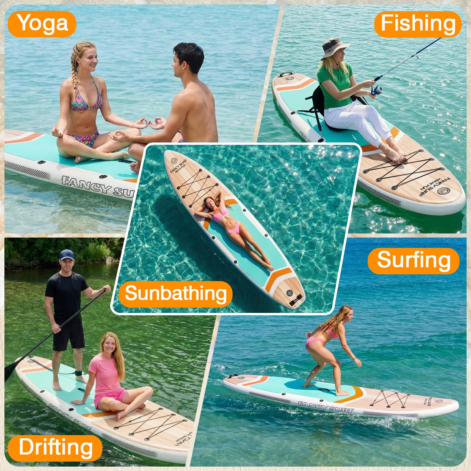 Tavola SUP gonfiabile 351x89 cm 200 kg z pompa, pinne, zaino, custodia impermeabile