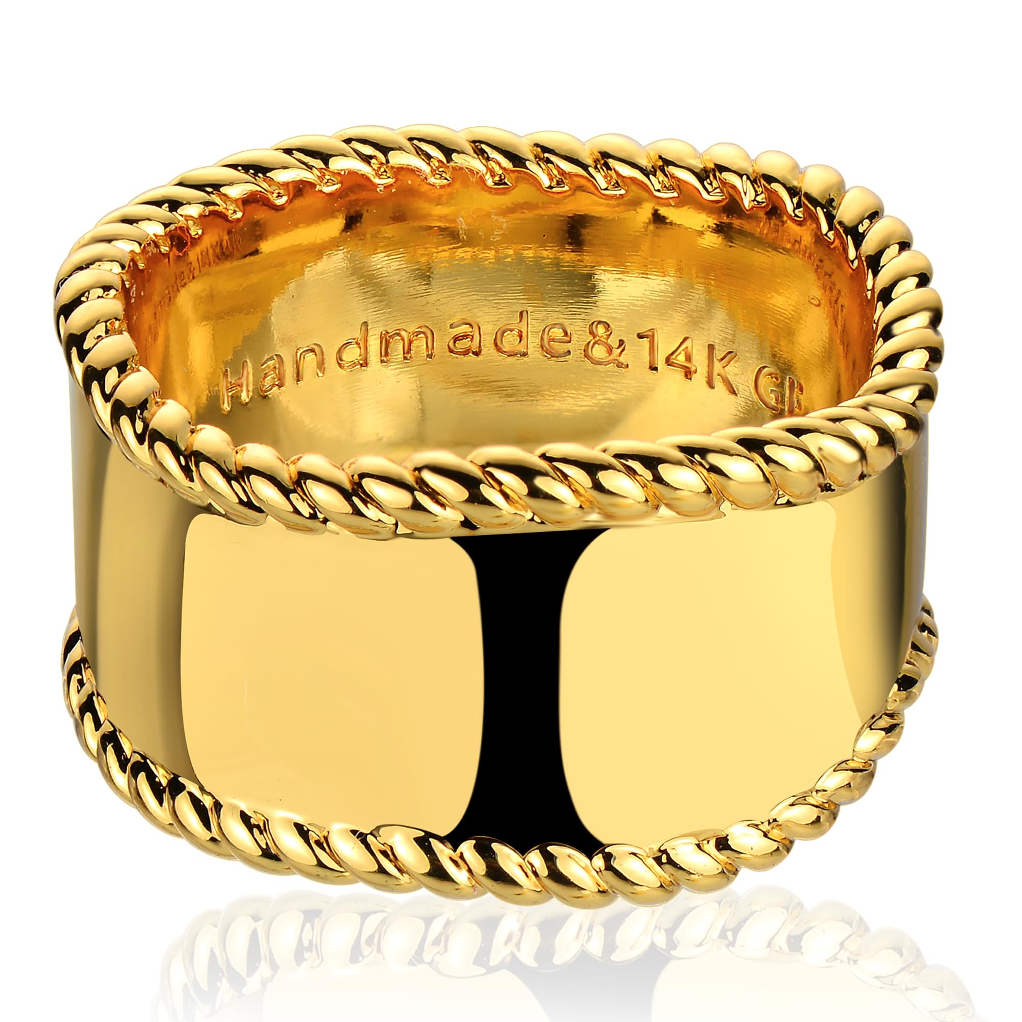 Jenosy Anillo chapado en oro de 14 quilates para mujer, anillos gruesos de oro Huggie, joyas de oro hipoalergénicas para mujeres y niñas, talla 6-8