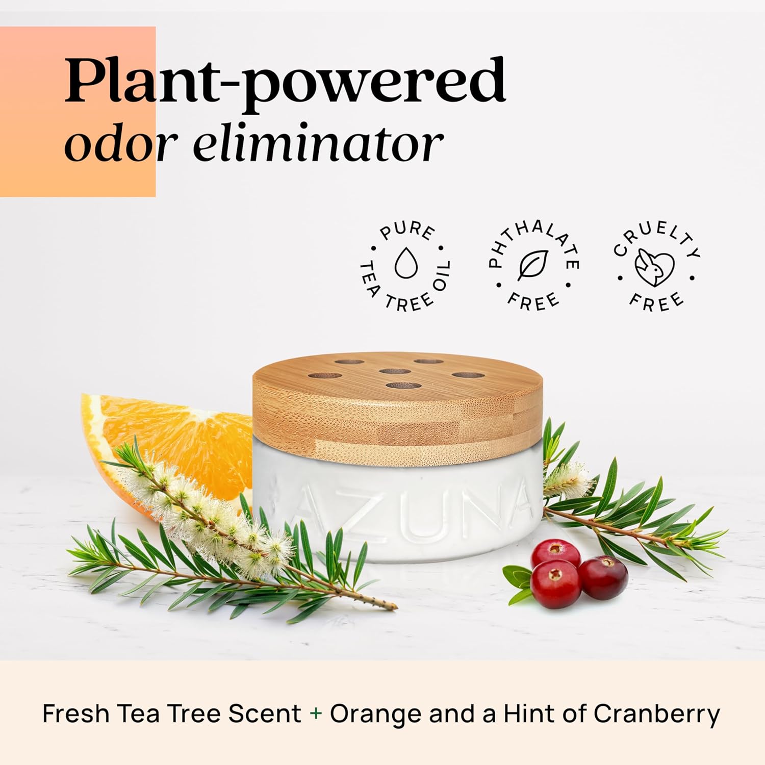 Azuna Air Freshener and Odor Eliminator for Strong Odor Gel 12oz Refill Pouch | Plant-Based & Long Lasting | Pet, Smoke, Home and Bathroom | Simply Citrus | Lasts 60–90 Days