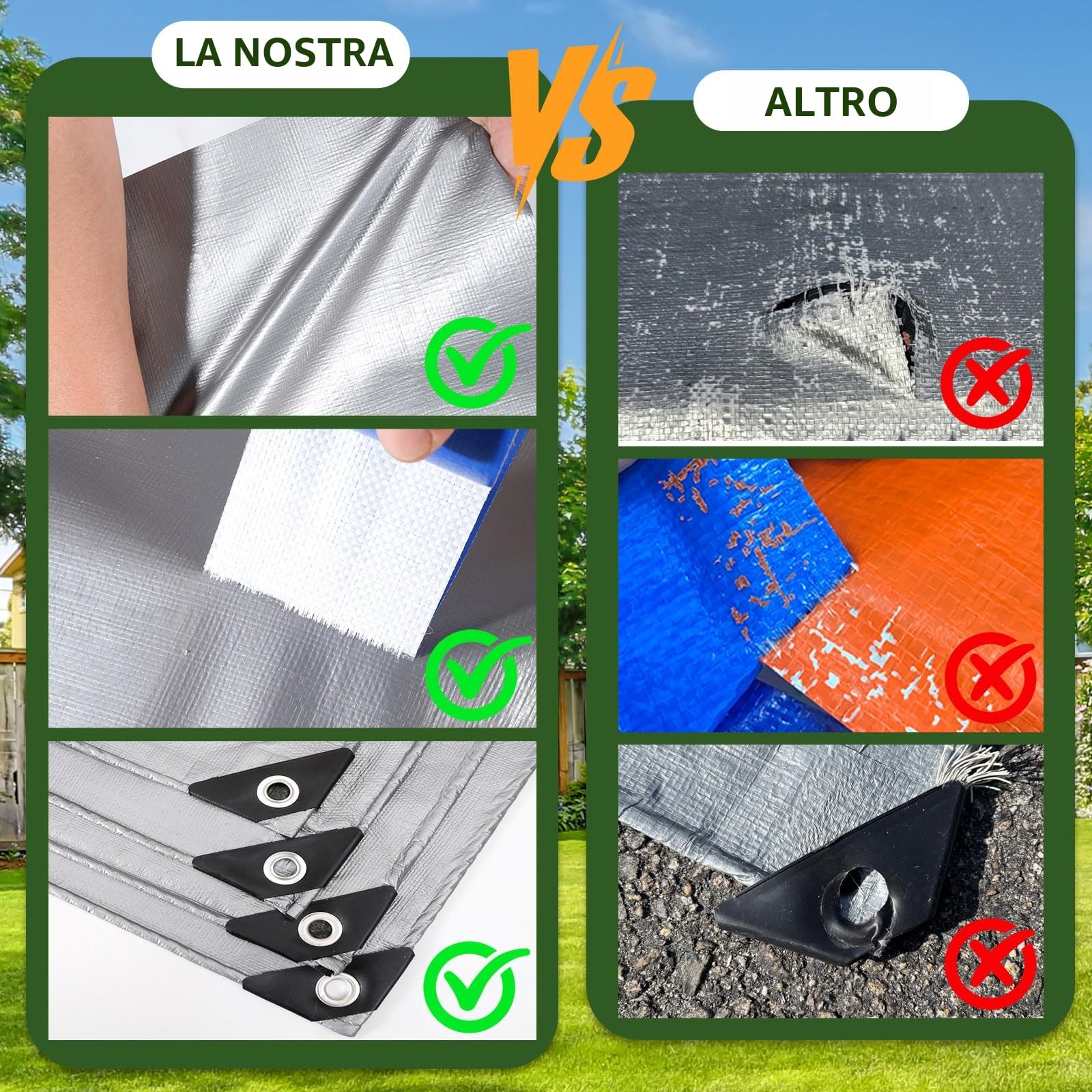 Telone Occhiellato Impermeabile,Telo Plastica Impermeabile,teli impermeabili per esterno, Protettivo Copertura Multiuso per Mobili da Giardino Barche Legno Piscina Camion