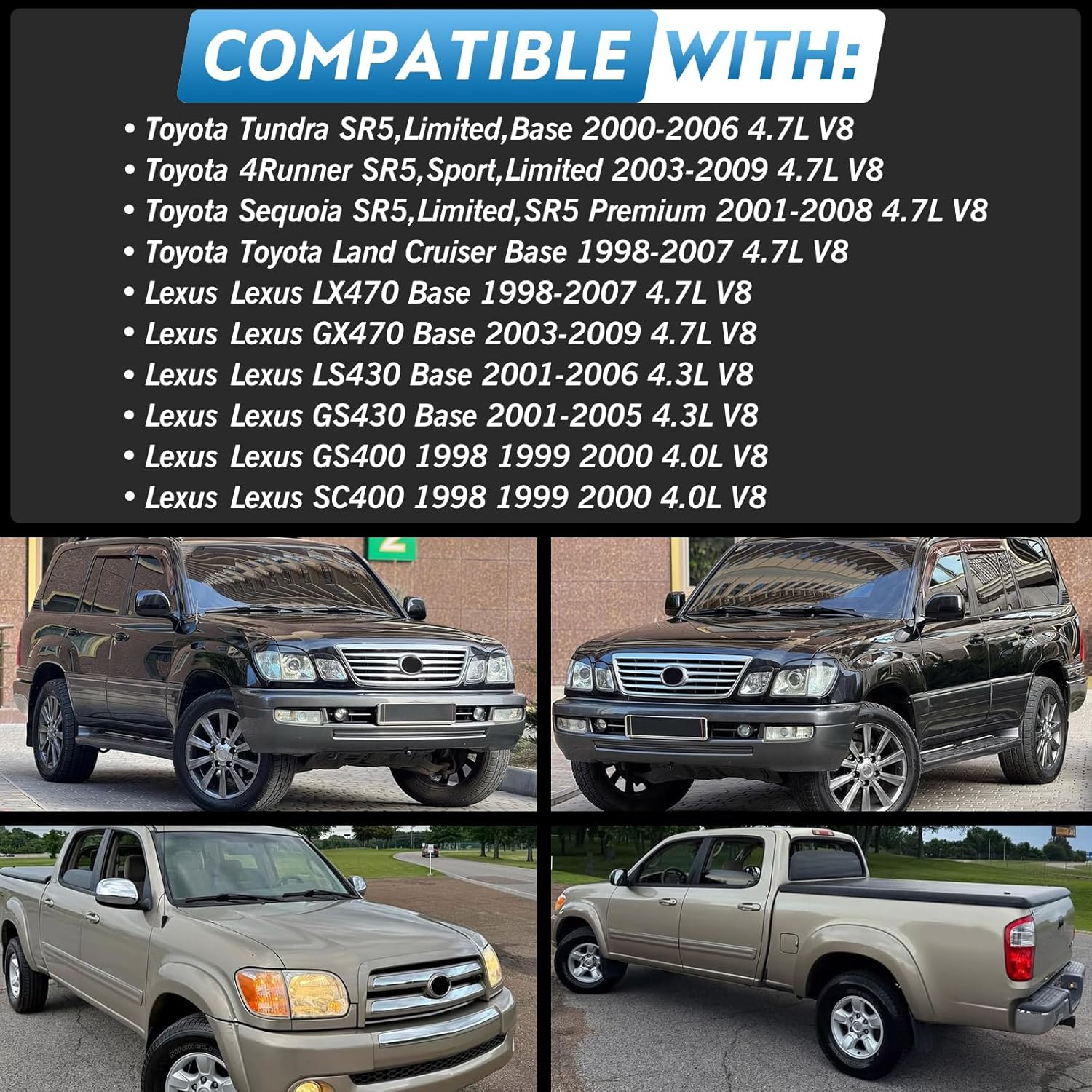 90K-38488 Serpentine Belt Tensioner with Idler Pulley Kit for Toyota Tundra 4Runner Sequoia Land Cruiser for Lexus LX470 GX470 LS430 GS430 GS400 SC400 1998-2009 4.7L V8 Replaces 38488 49452 89255