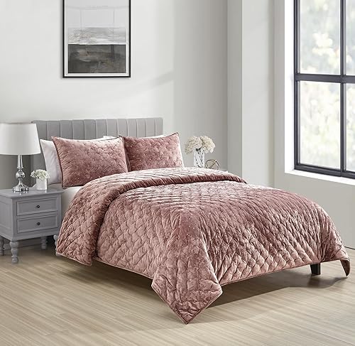 Miniatura 2 de Sunshine Nicole Juego de edredón bordado con hilo dorado metálico, cara de terciopelo envejecido y reverso de microfibra sólida cepillada, con