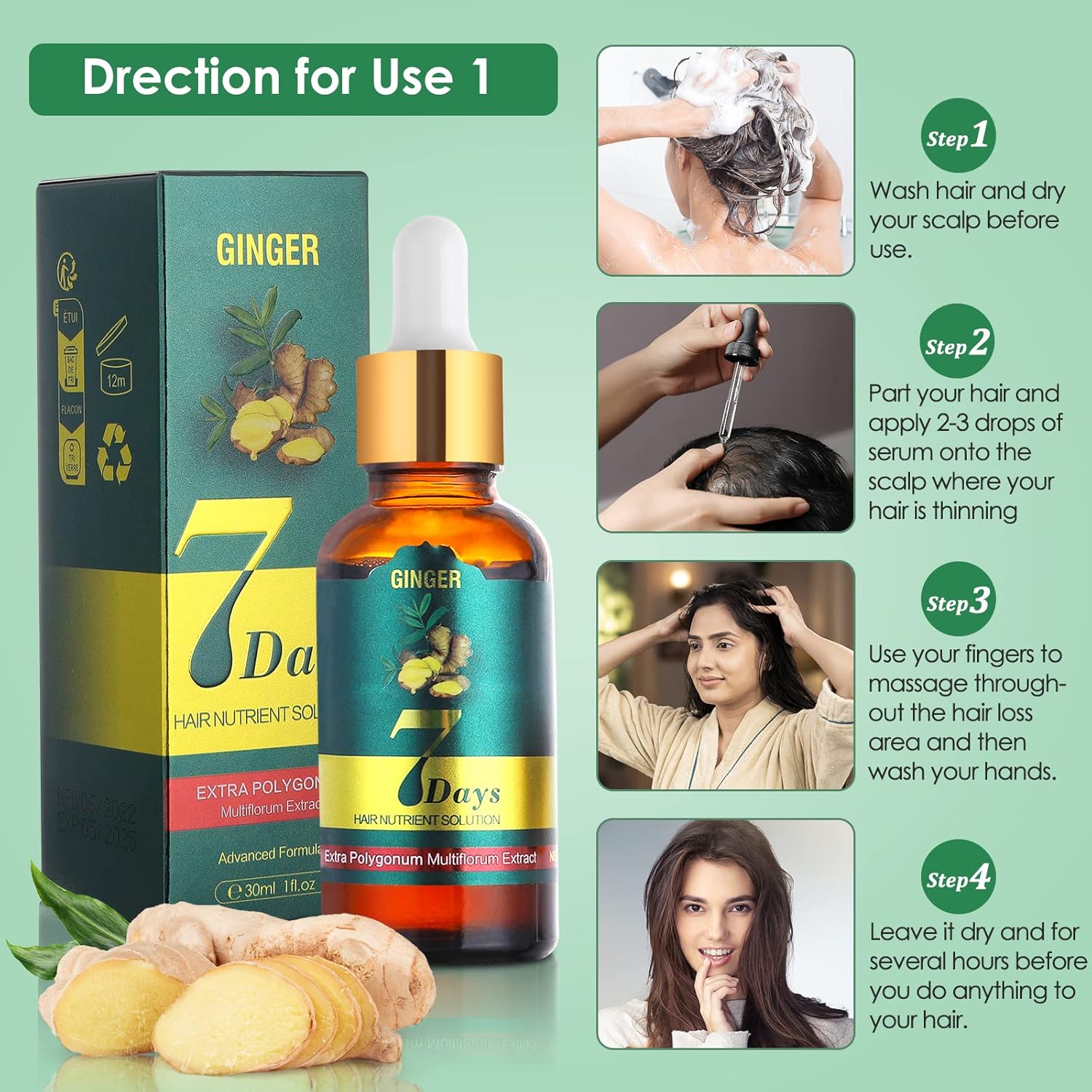 Hair Growth Serum for Hair Loss for Women, Ginger Germinal Oil Hair Serum for Hair Growth, Hair Growth Oil Hair Loss Treatments for Men,Hair Thinning Treatment for Women Stop Hair Loss Hair