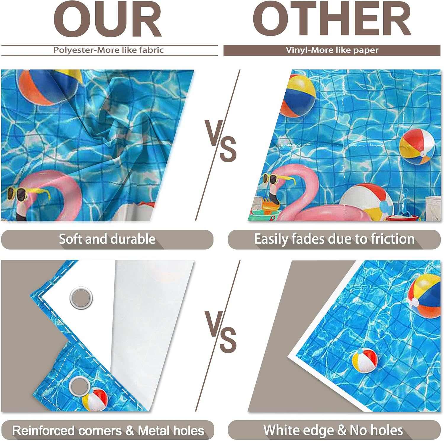 Fabric 7x5ft Summer Swimming Pool Photography Backdrop Water Beach Ball Balloons Tropical Background Kids Adults Party Decorations Holiday Photo Banner Booth